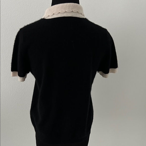Joie Black and Cream Short Sleeve Cardigan size S 100% Cashmere - Picture 3 of 4